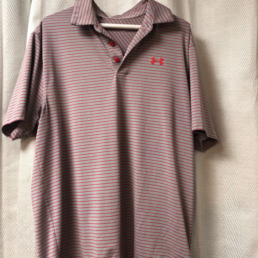 Men’s UA Heat Gear Gray w/ Red Stripes Size L
